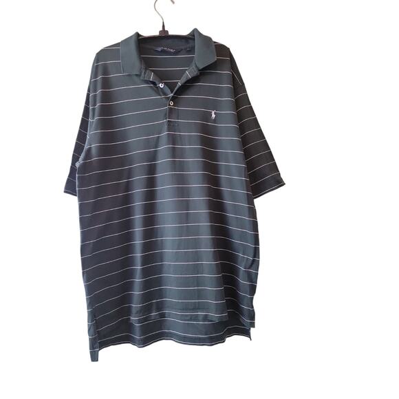 Ralph Lauren Polo Shirt Mens Sz Large Green White Striped Lightweight Pullover - Picture 3 of 6